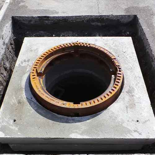 Neuer Schachtrahmen auf Betonplatte mit ERGELIT-rapid 10 vergossen