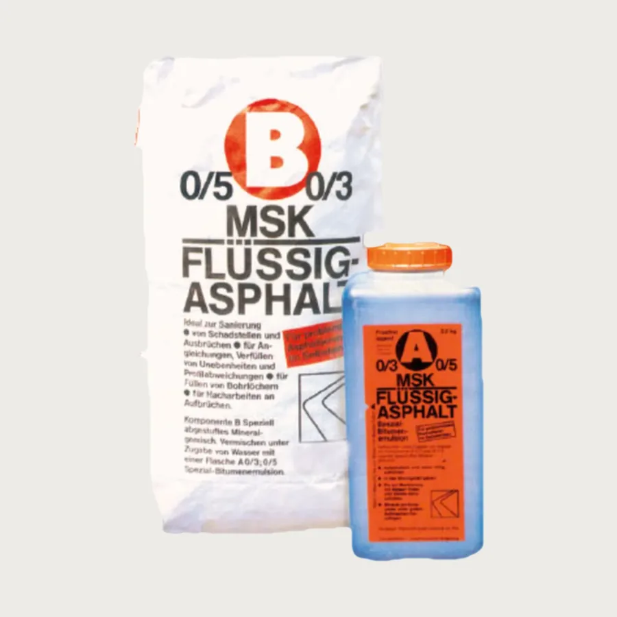 MSK Flüssigasphalt mit Sack Mineralgemisch B und Flasche Bitumenemulsion A