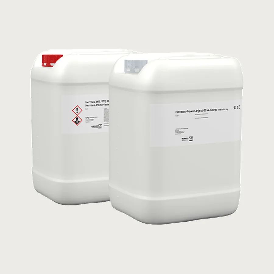 Hermes-PowerInject: 2K-PUR-Injektionsharz in Kanistern für Komponente A und B